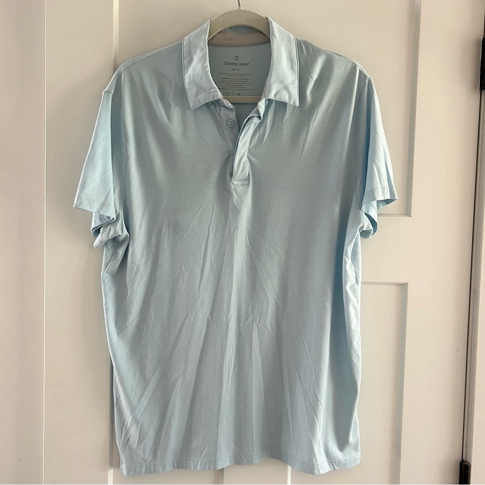 Tommy John Second Skin‎ Comfort Polo Cotton Light Blue Size Medium